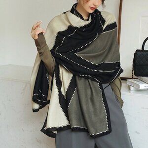 Plain Stripe Cotton Scarf for Women